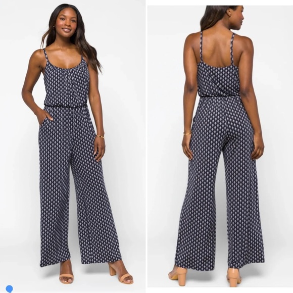 Kaileigh Pants - KAILEIGH Adalia Knit maxi Jumpsuit Size small boho geometric wide leg.